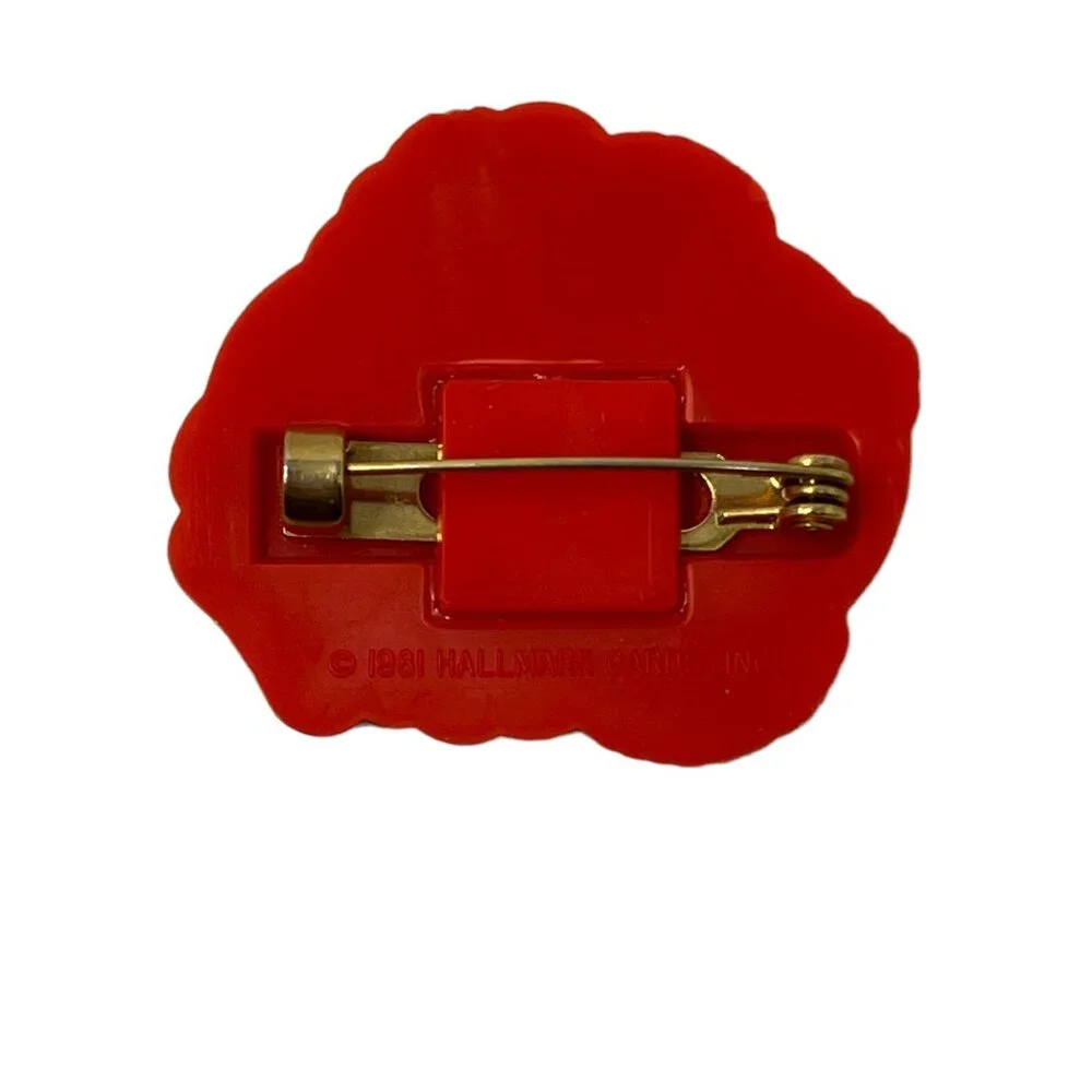 Hallmark‎ Red Bird Brooch 1981 Christmas Vintage Plastic Pin